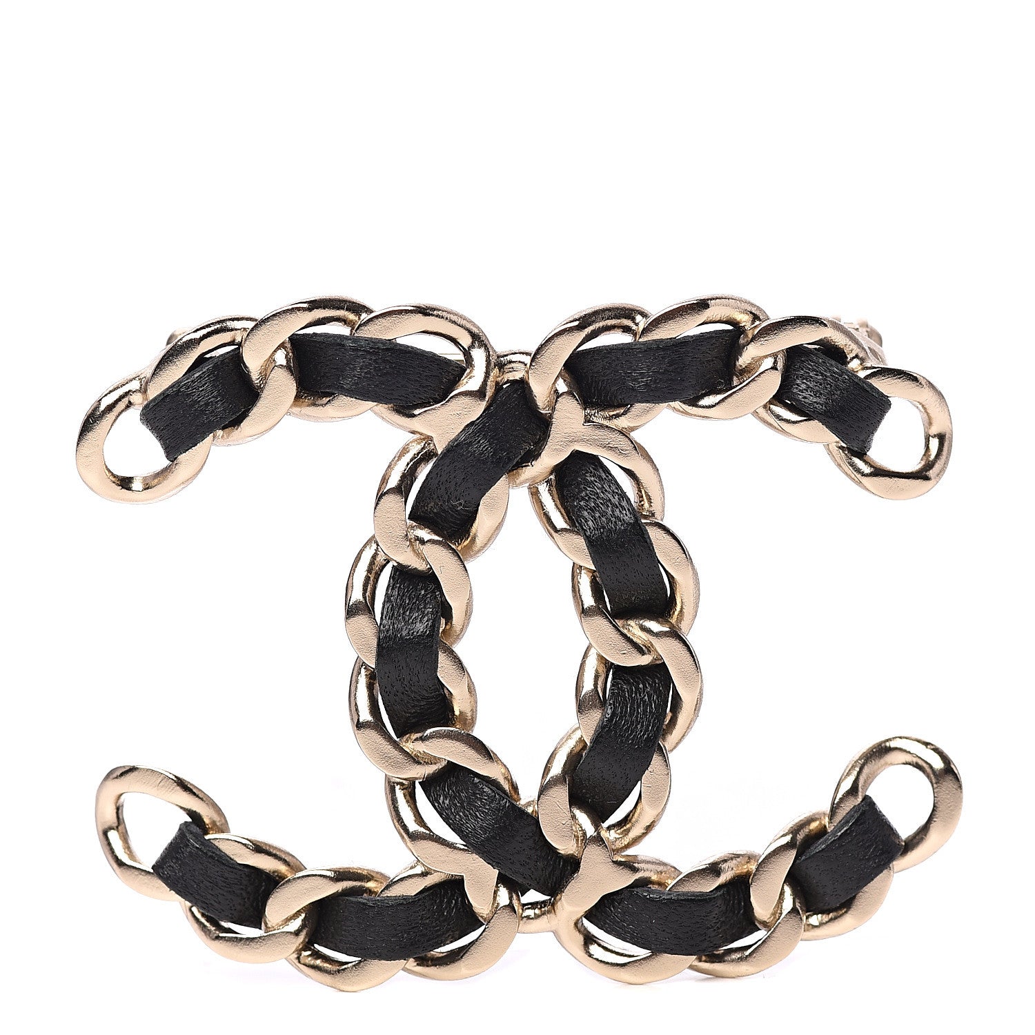 Chanel Lambskin Chain CC Brooch Black Gold 1 of 4