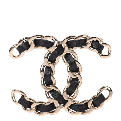 Chanel Lambskin Chain CC Brooch Black Gold 1 of 4