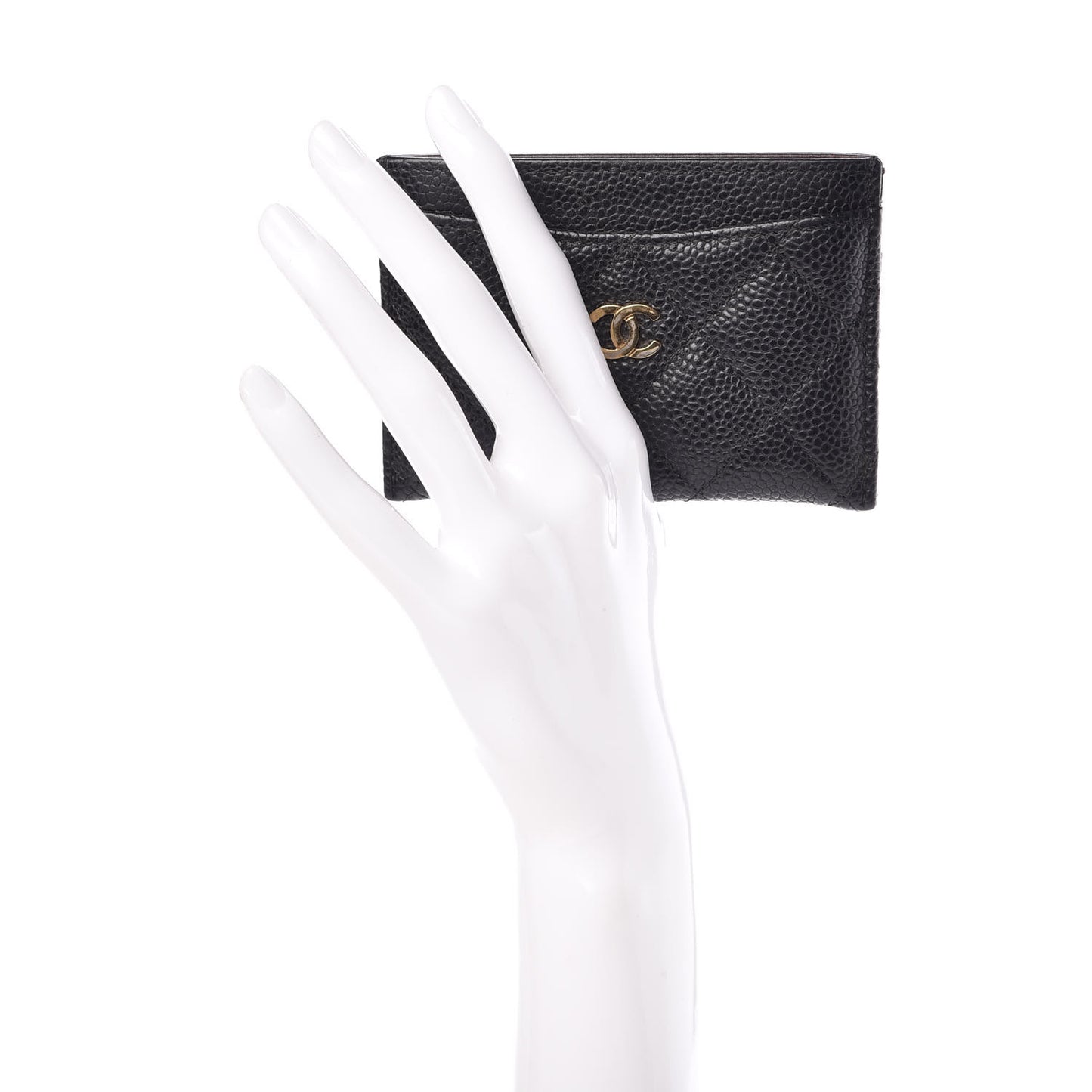 Caviar Quilted Card Holder Black