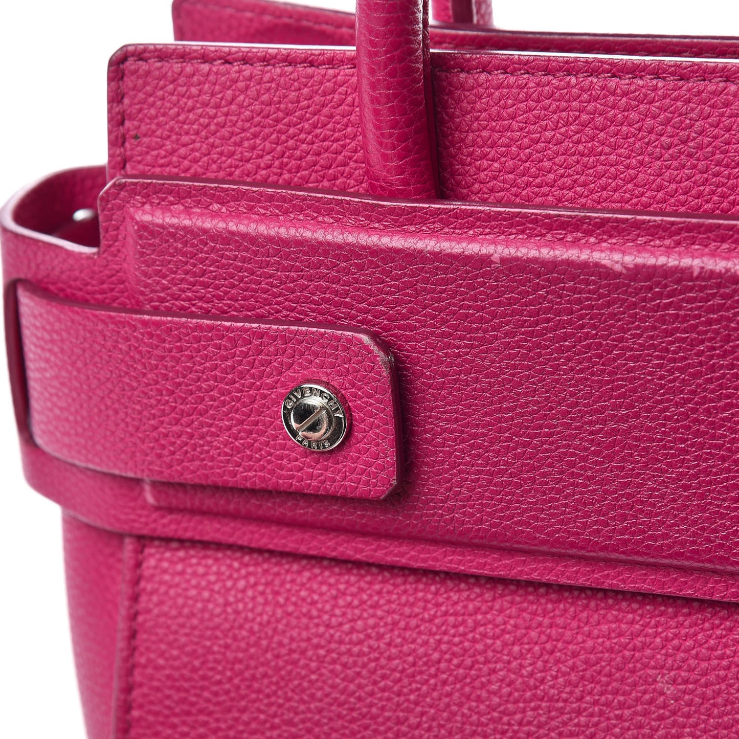 Grained Calfskin Mini Horizon Satchel Fushia