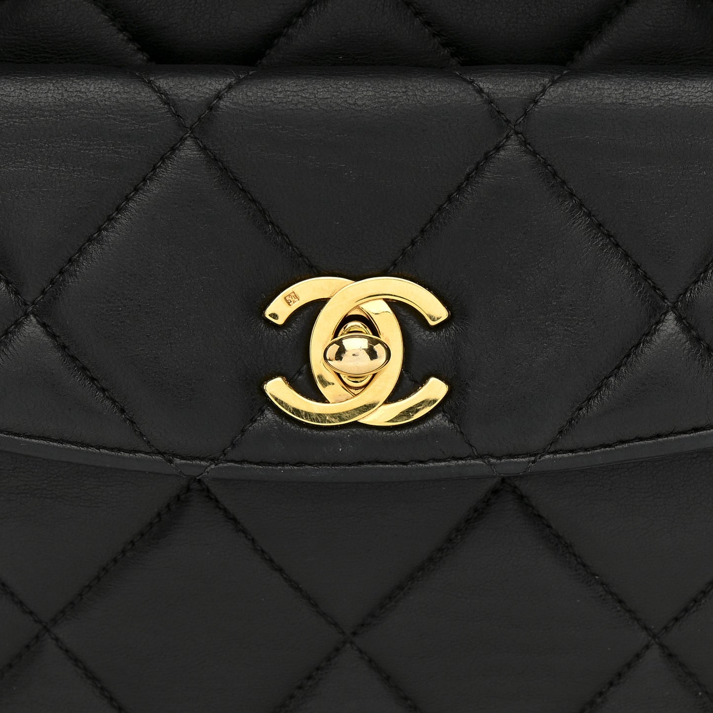 Lambskin Quilted Double Pocket Shoulder Bag Black
