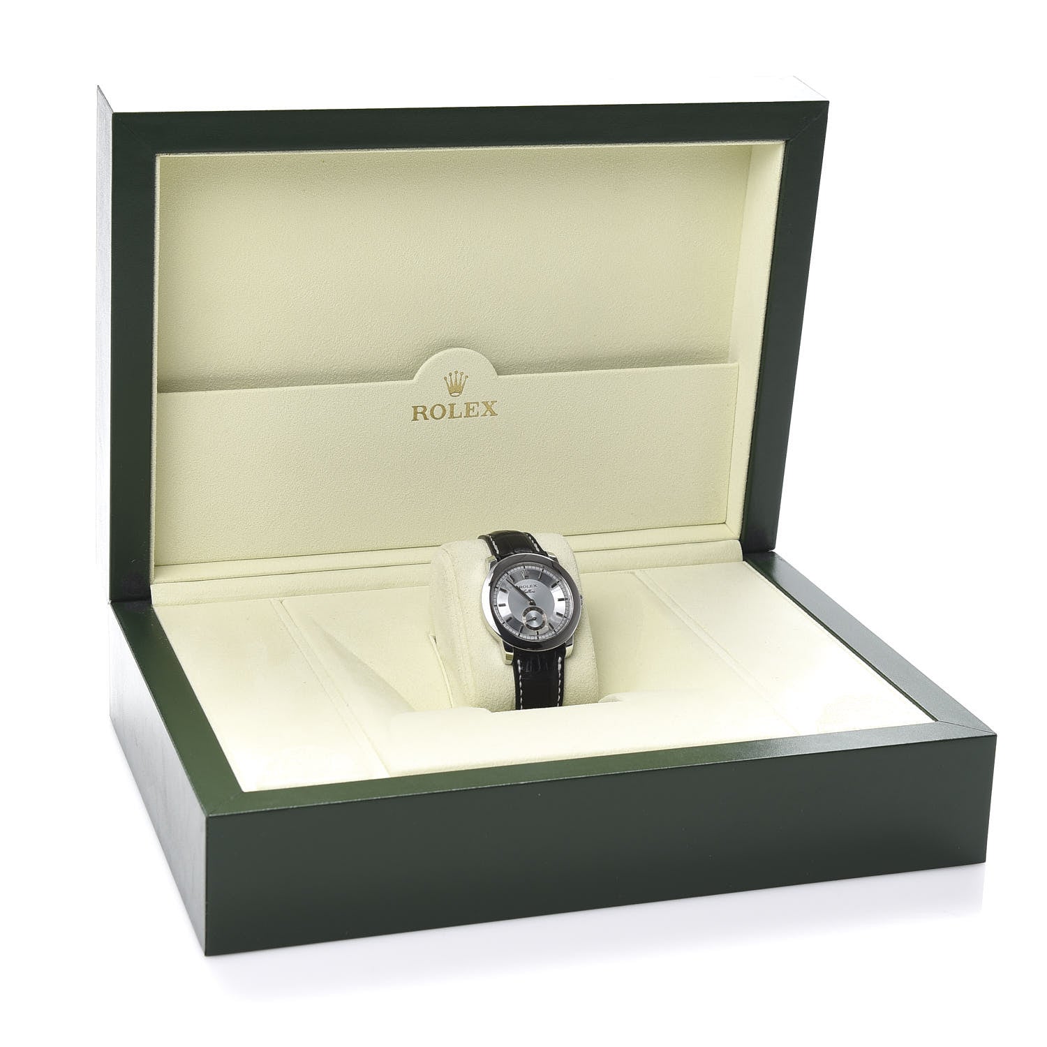 Rolex Platinum Alligator 38mm Cellini Cellenium Watch Silver 5241 9 of 10