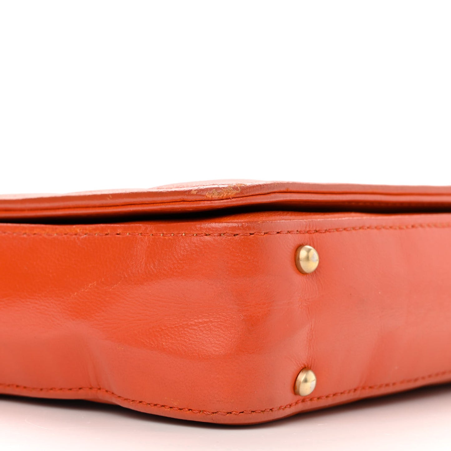 Lambskin Quilted CC Chocolate Bar Flap Orange