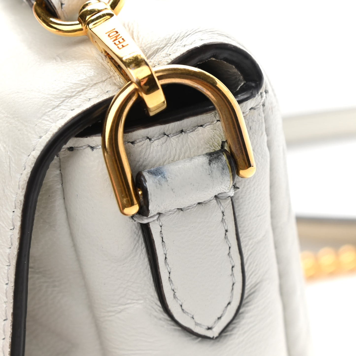 Nappa FF 1974 Embossed Mini Baguette White