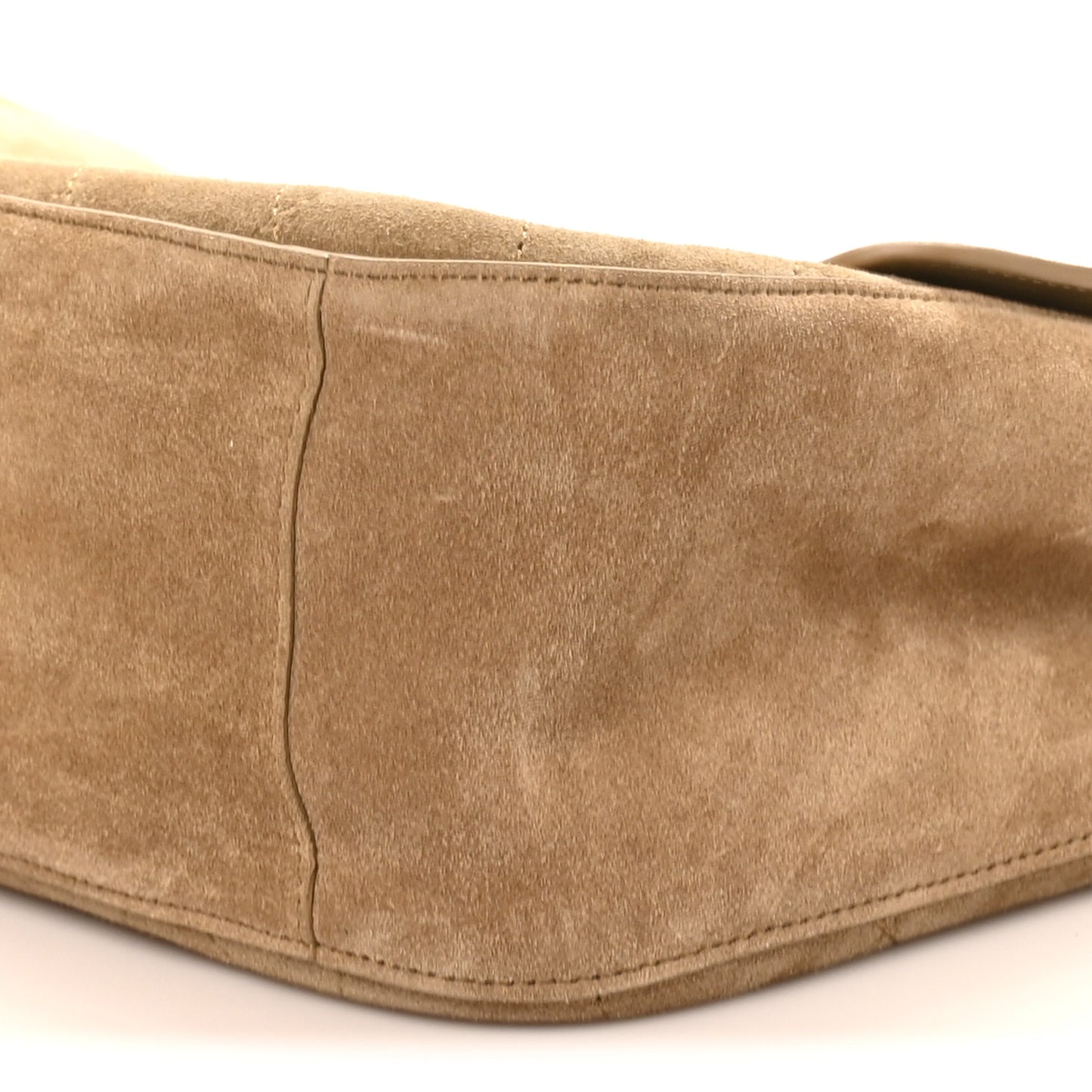 Suede Calfskin Small Souplissimo Maxi Flap Dark Beige