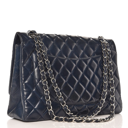 Chanel Lambskin Quilted Maxi Single Flap Navy 4 of 16