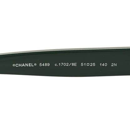 Chanel Acetate Round Chain Sunglasses 5489 Green 5 of 7