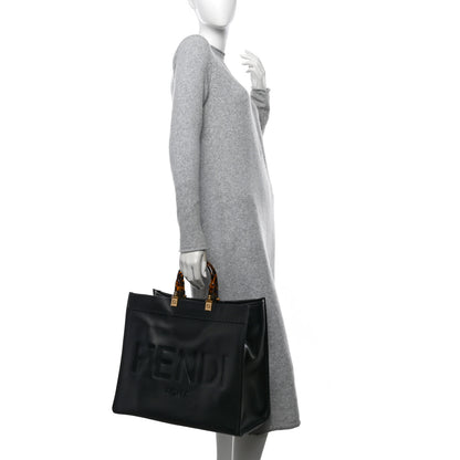 Fendi Vitello King Plexiglass Large Fendi Sunshine Shopper Tote Black 2 of 9