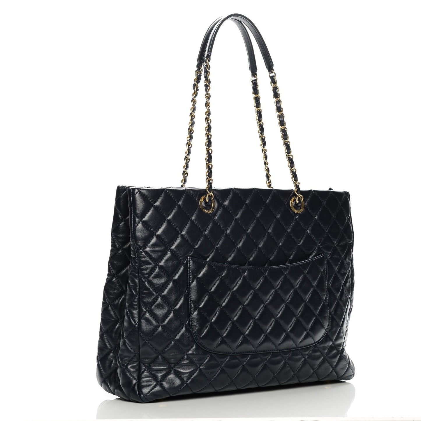 Lambskin Quilted Large Tote Navy