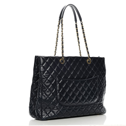 Chanel Lambskin Quilted Large Tote Navy 3 of 10