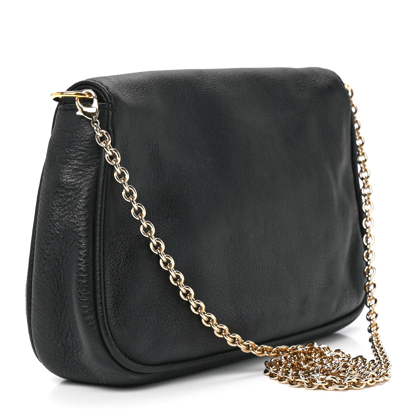 Vitello Flamingo Fendista Pouchette Crossbody Black