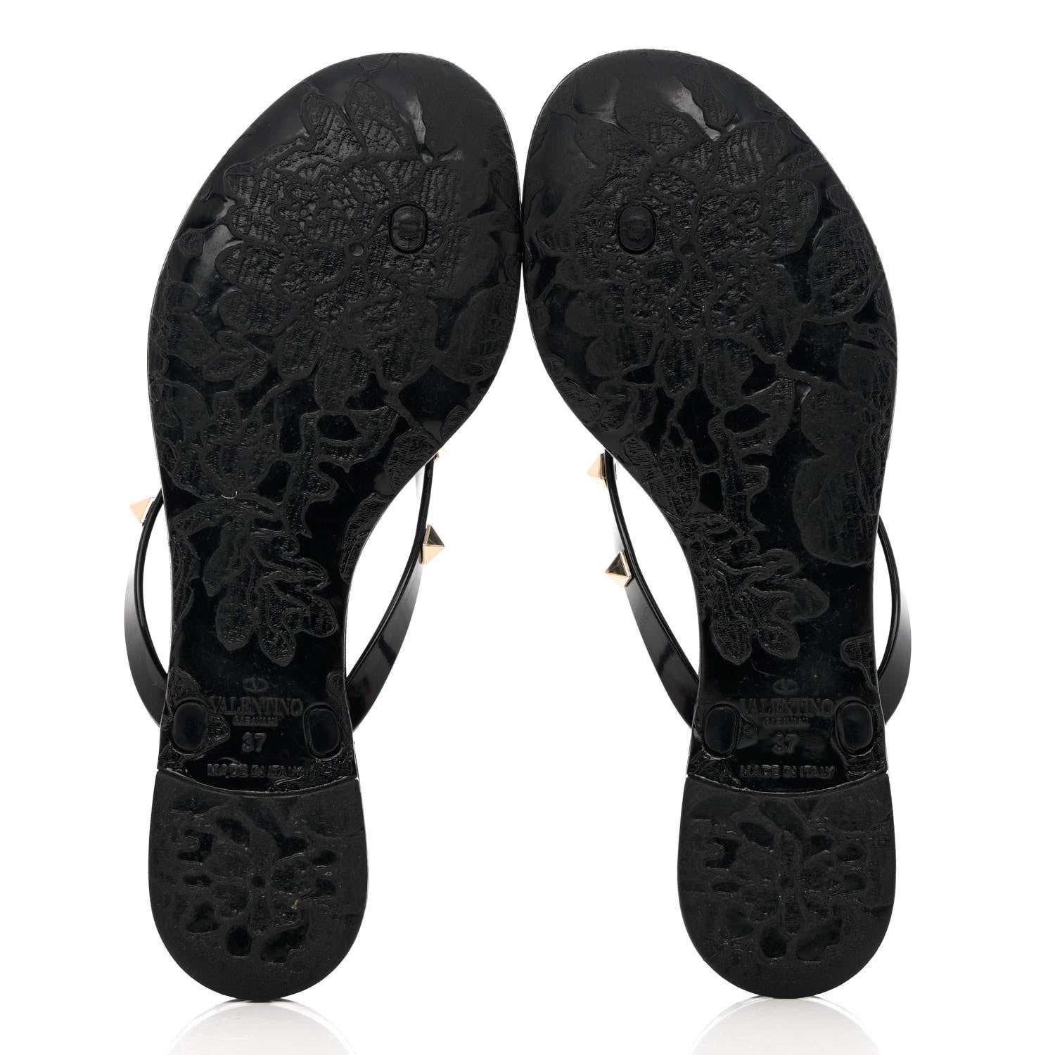 Valentino Garavani PVC Jelly Rockstud Bow Thong Sandals 37 Black 5 of 9