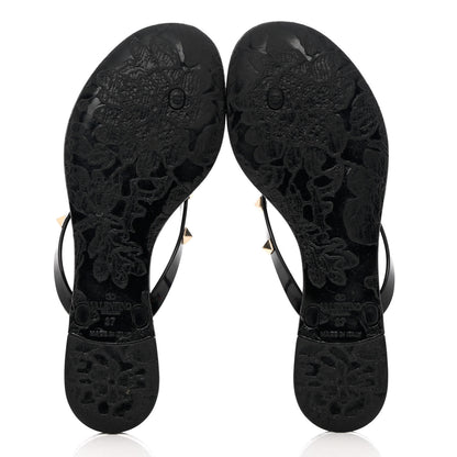 Valentino Garavani PVC Jelly Rockstud Bow Thong Sandals 37 Black 5 of 9
