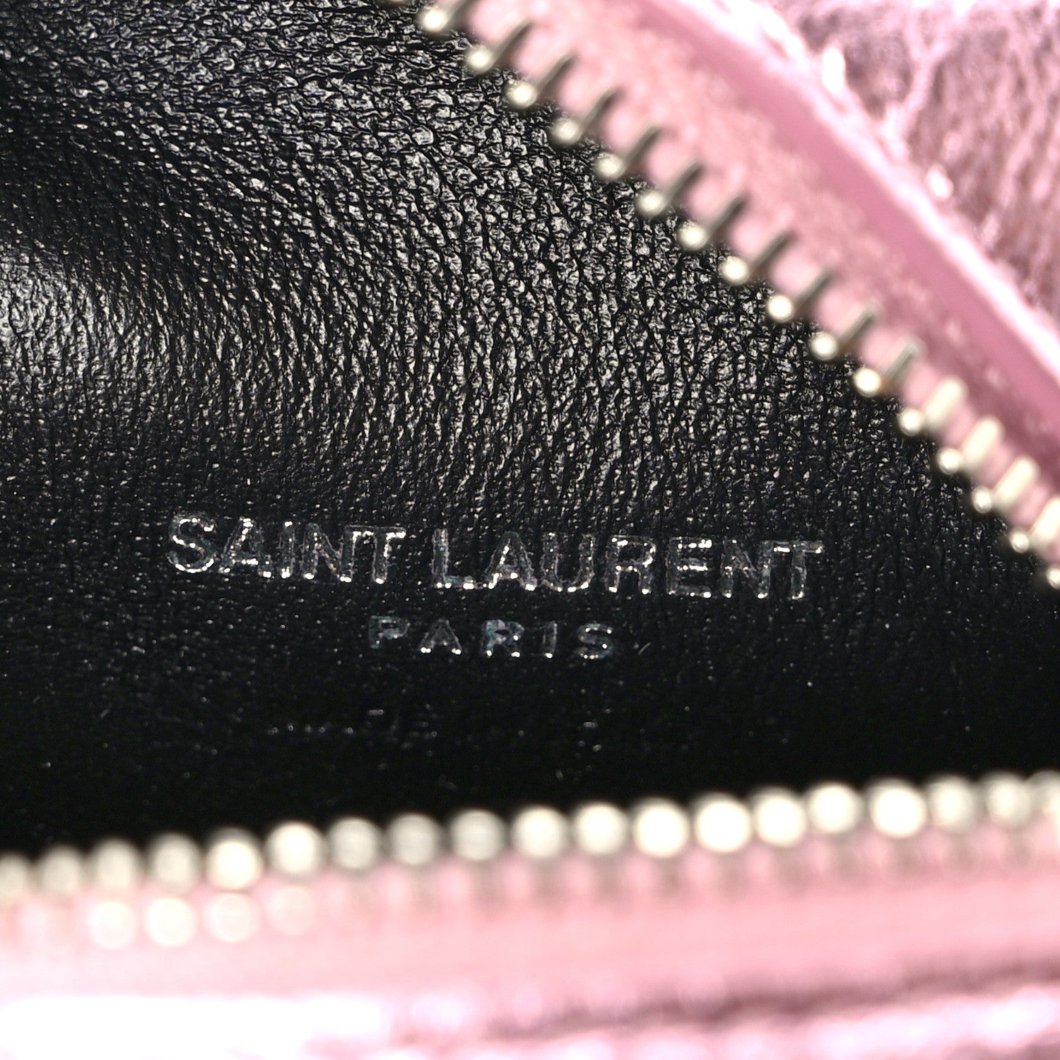 Saint Laurent Crinkled Lame Calfskin Jaime Cube Charm Keychain Violet 6 of 6