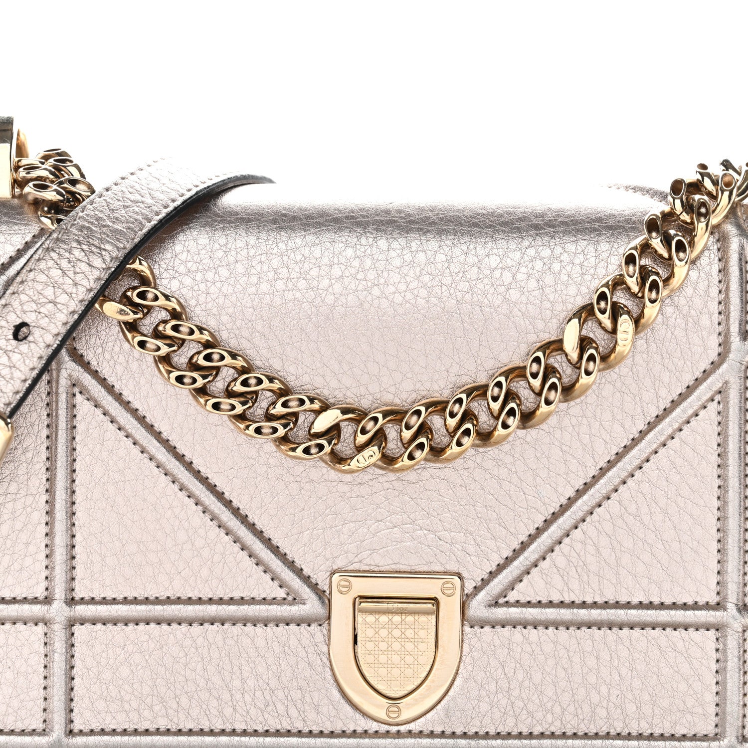 Christian Dior Metallic Grained Calfskin Small Diorama Flap Bag