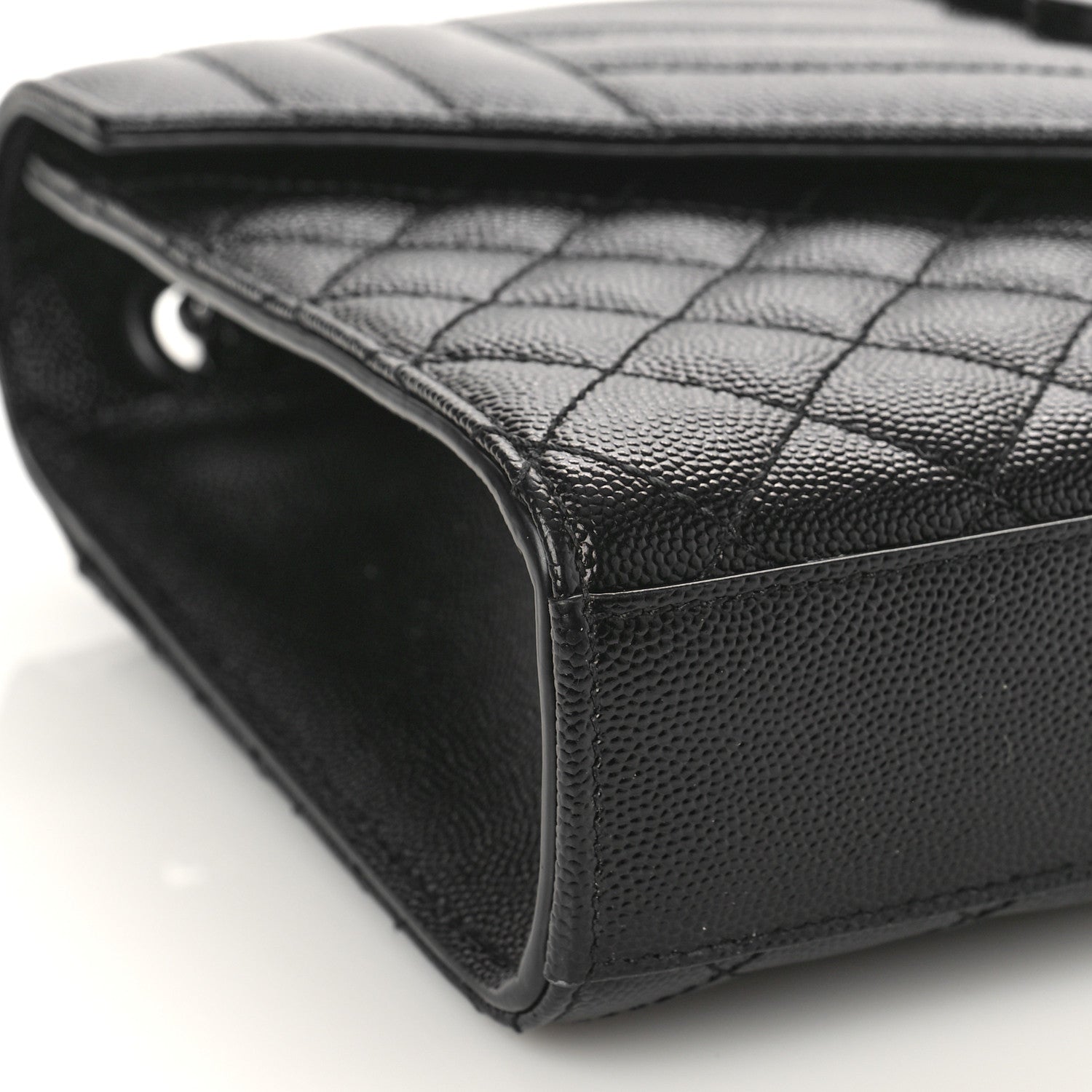 Saint Laurent Grain De Poudre Textured Mixed Matelasse Triquilt Medium Monogram Monochrome Satchel Black 7 of 8