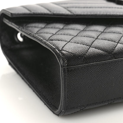 Saint Laurent Grain De Poudre Textured Mixed Matelasse Triquilt Medium Monogram Monochrome Satchel Black 7 of 8