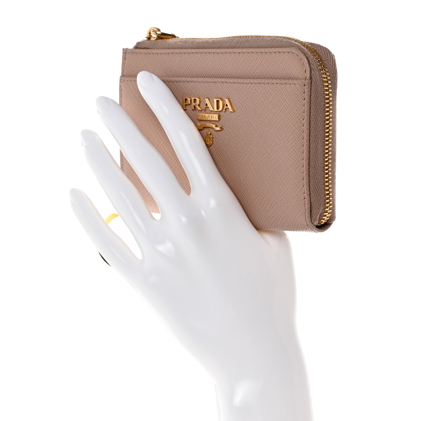 Saffiano Metal Zip Around Keychain Cipria