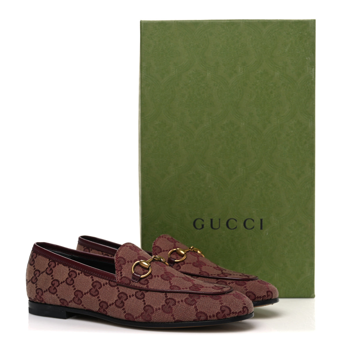 Gucci Canvas GG Monogram Horsebit Womens Jordaan Loafers 36 