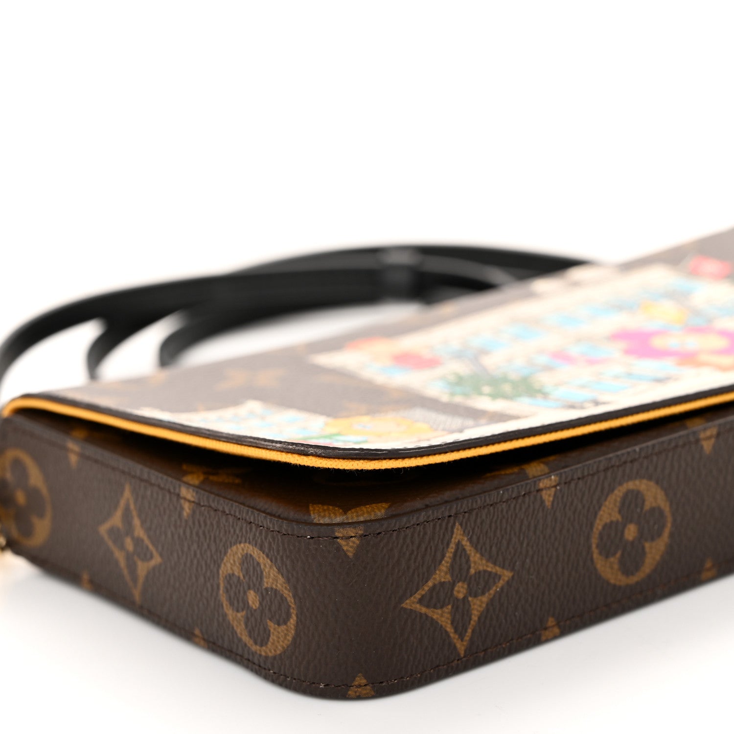 Louis Vuitton Monogram 2022 Christmas Animation New York Soho Pochette Felicie Chain Wallet Yellow 9 of 10