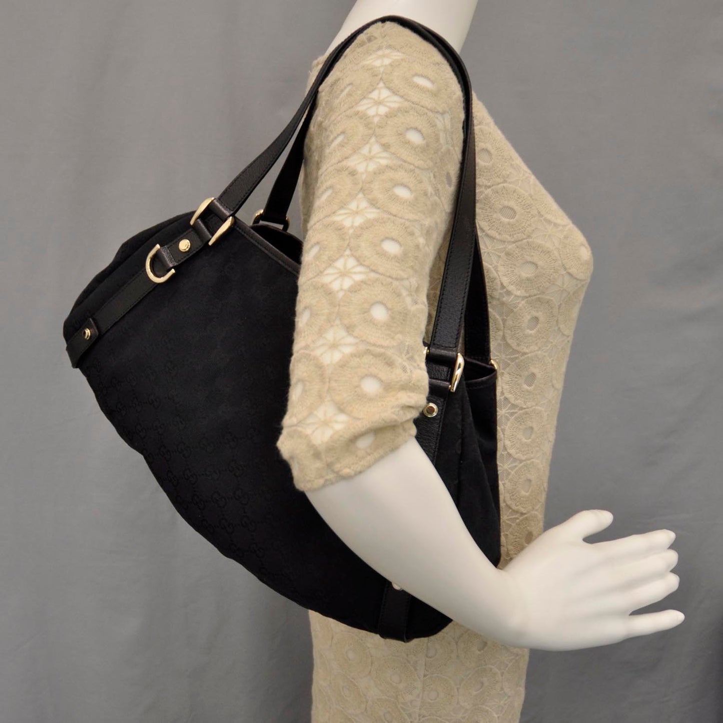 Monogram Medium Abbey Shoulder Bag Black