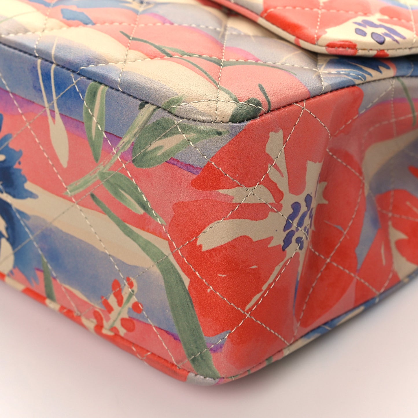Lambskin Quilted Floral Jumbo Single Flap Multicolor