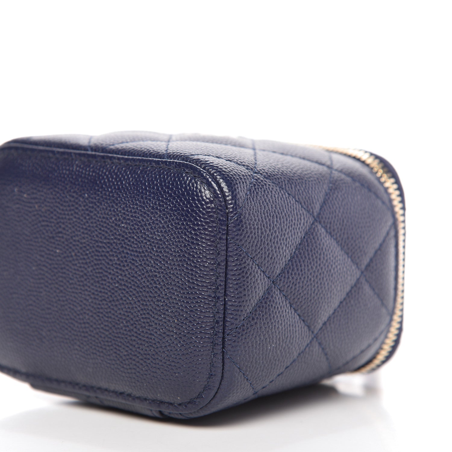 Chanel Caviar Quilted Mini Vanity Case With Chain Navy Blue 7 of 10
