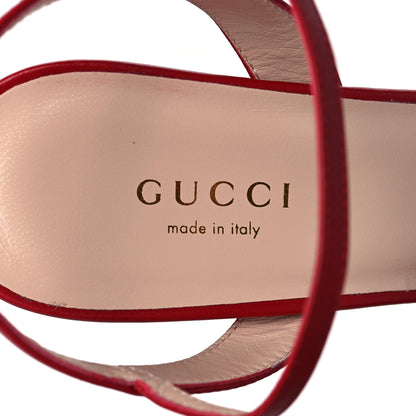 Gucci Calfskin GG Marmont Ankle Wrap 30/115mm Platform Sandals 36 Hibiscus Red 7 of 7