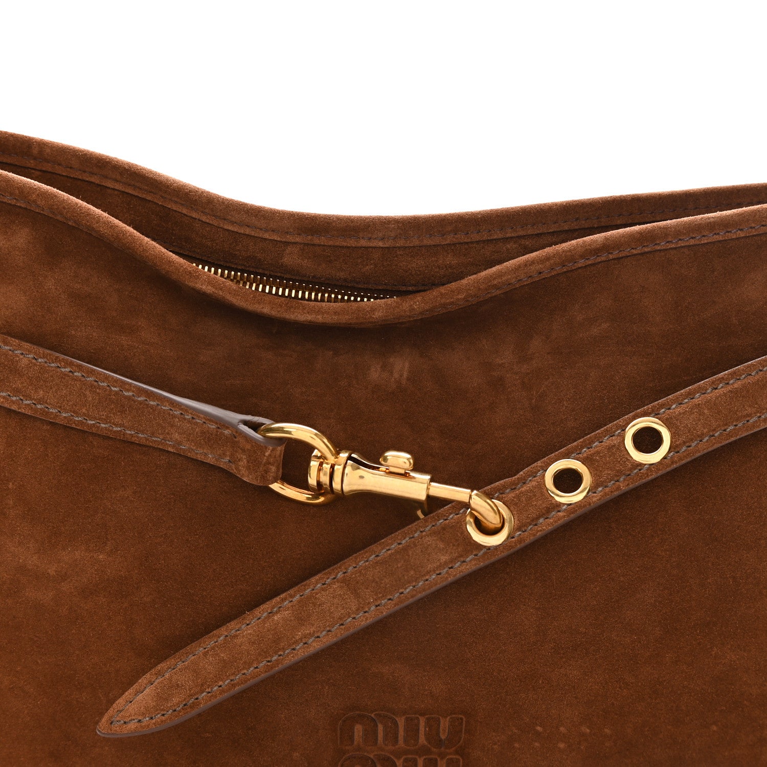 Miu Miu Camoscio Large Aventure Shoulder Bag Rovere 7 of 9
