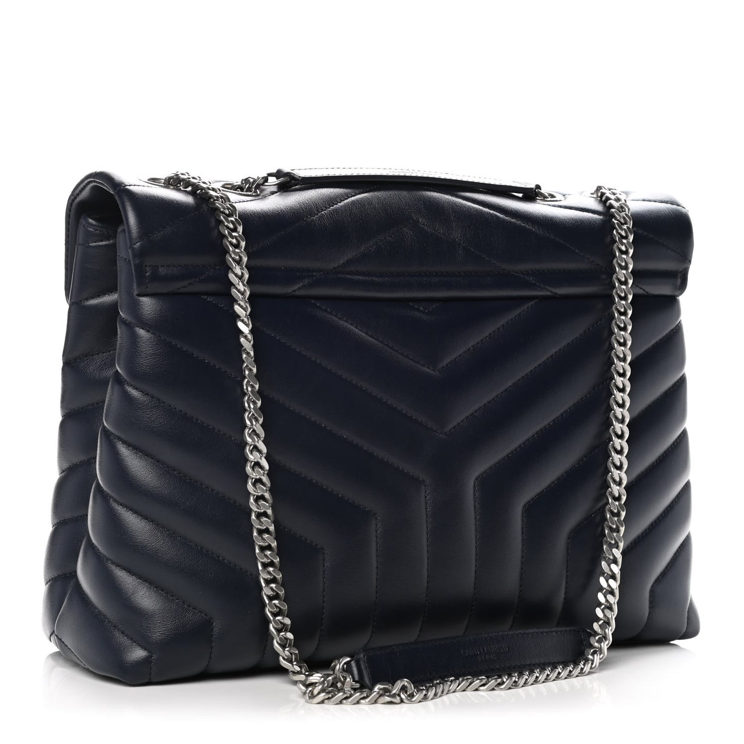 Calfskin Y Quilted Monogram Medium Loulou Chain Satchel Medium Blue