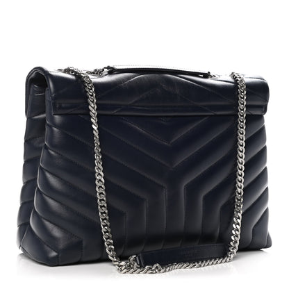 Saint Laurent Calfskin Y Quilted Monogram Medium Loulou Chain Satchel Medium Blue 3 of 11