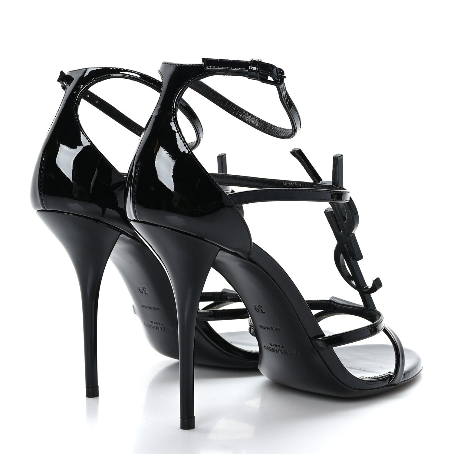 Saint Laurent Patent Cassandra 100 Sandals 39 Black 4 of 7