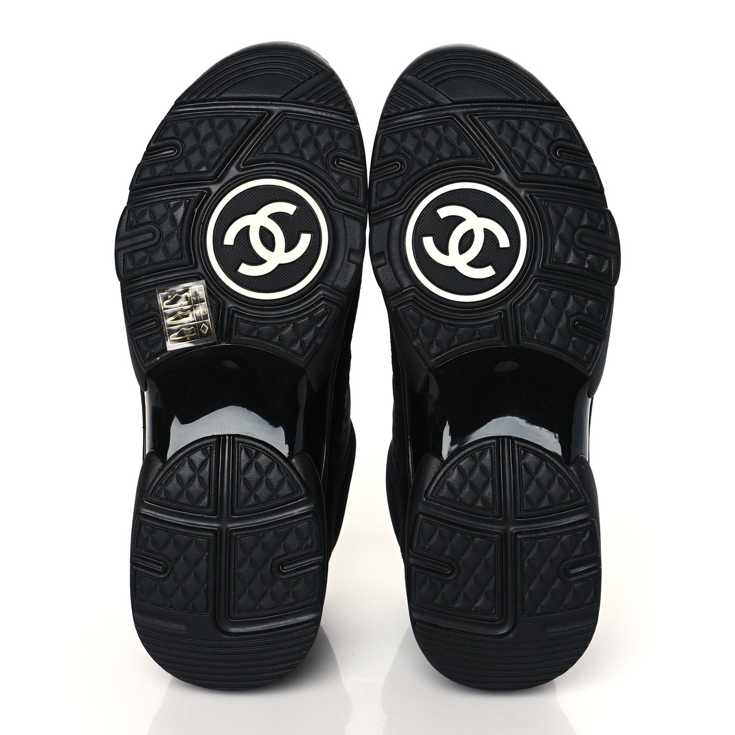 Fabric Calfskin Suede CC Sneakers 37.5 Black
