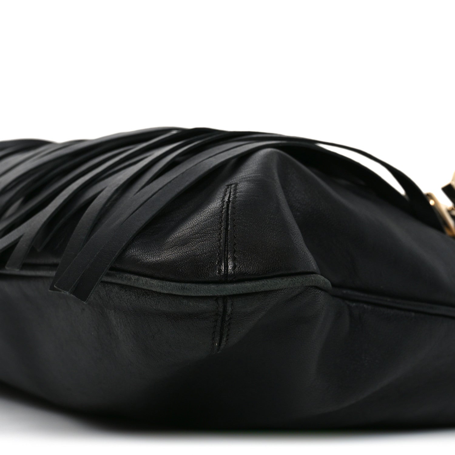 Versace Calfskin Palazzo Fringe Shoulder Bag Black 9 of 10