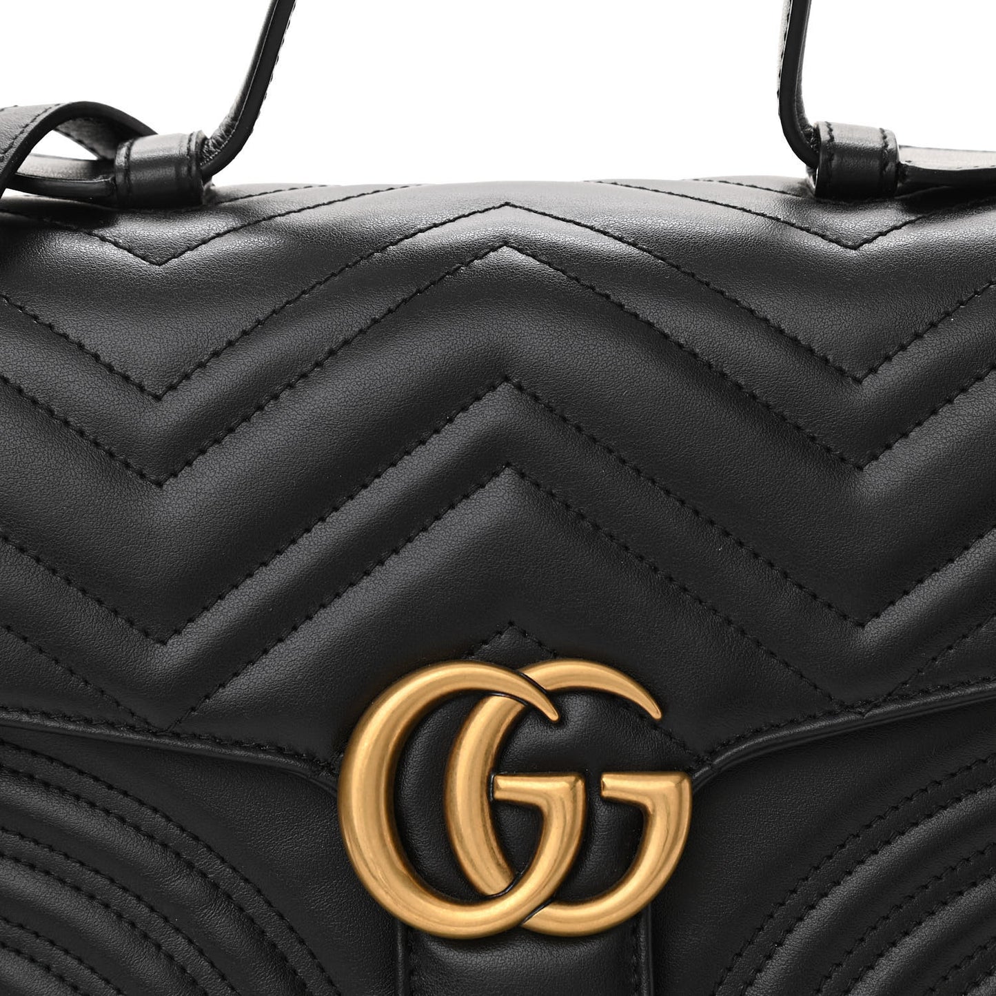 Calfskin Matelasse Small GG Marmont Top Handle Shoulder Bag Black