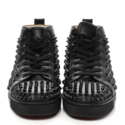 Christian Louboutin Calfskin Mens Louis Spikes Flat Sneakers 41.5 Black 2 of 8