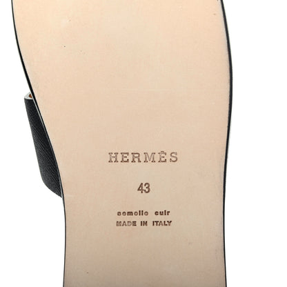 Hermes Epsom Mens Izmir Sandals 43 Black Brique 6 of 11