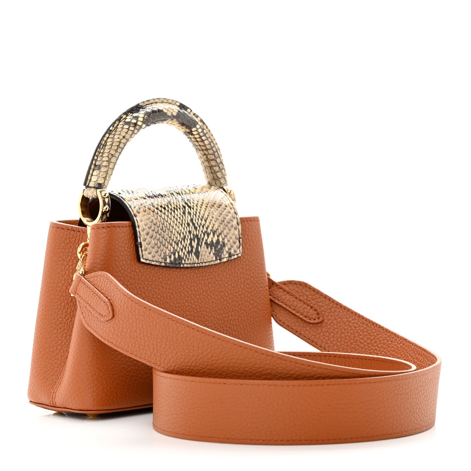 Louis Vuitton Taurillon Snakeskin Mini Capucines Caramel 3 of 16