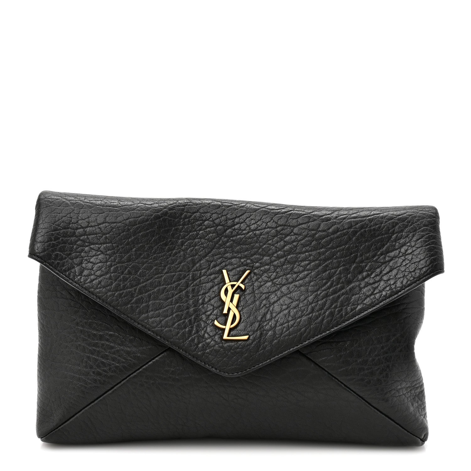 Saint Laurent Grained Lambskin Cassandre Envelope Pouch Black 1 of 7
