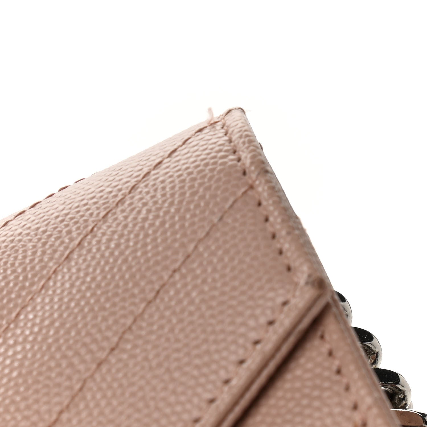Saint Laurent Grain De Poudre Matelasse Chevron Cassandre Chain Wallet Pale Pink 10 of 11