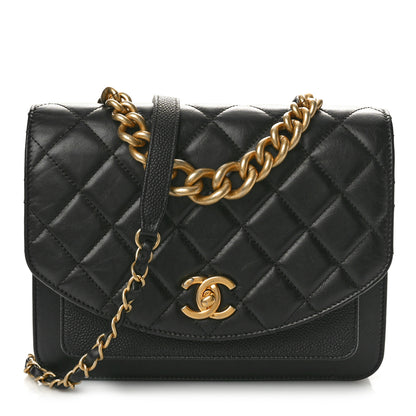 Chanel Calfskin Caviar Quilted Chain Handle Flap Black 1 of 12