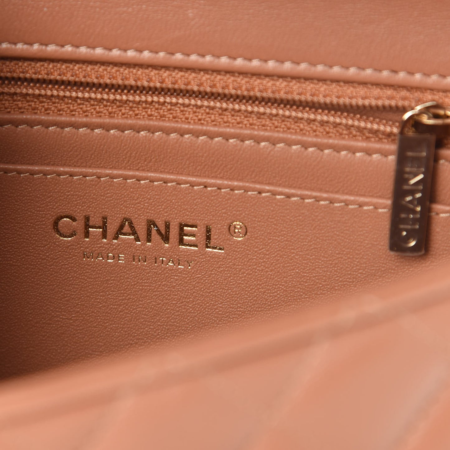 Lambskin Quilted Mini Rectangular Flap Brown