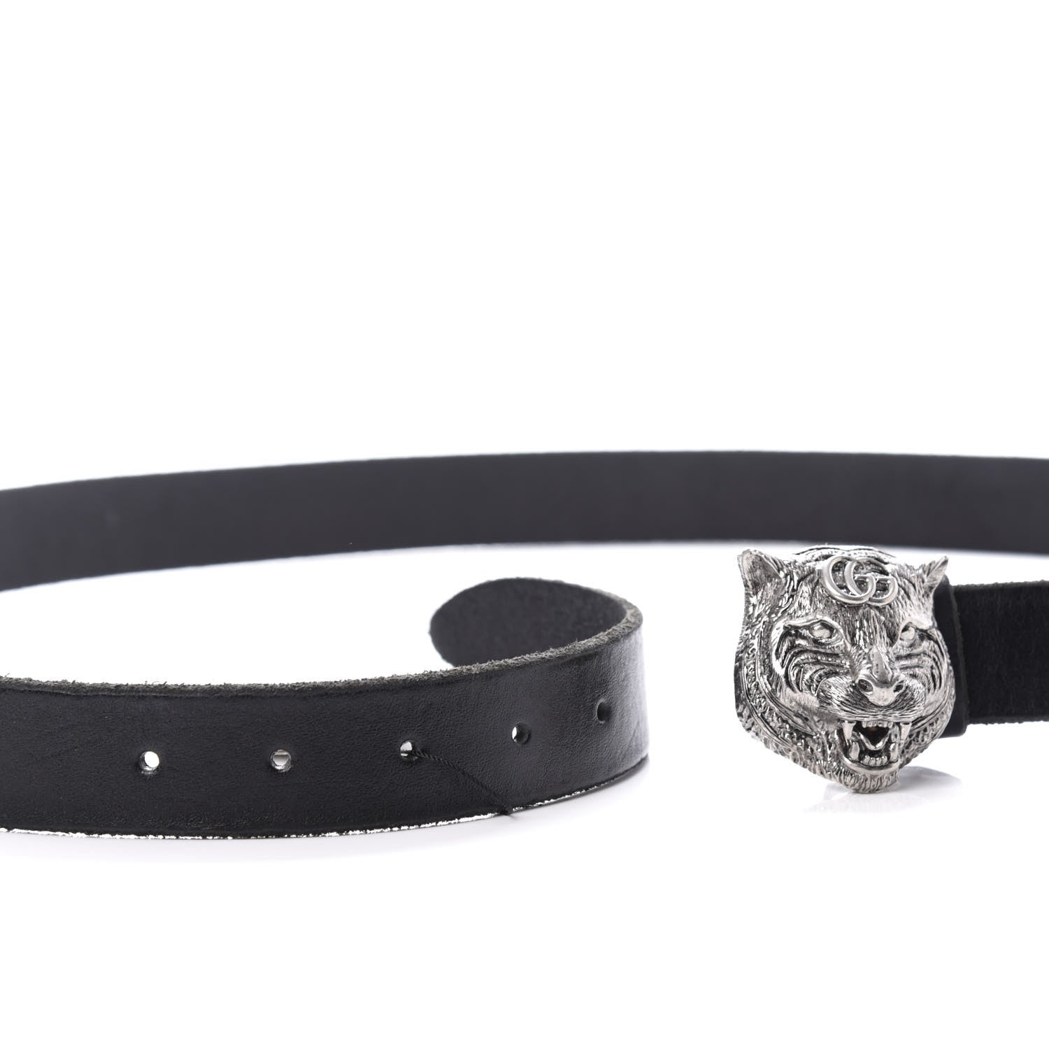 Gucci Calfskin Brass Feline Buckle Belt 115 46 Black 4 of 4