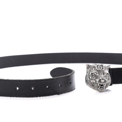Gucci Calfskin Brass Feline Buckle Belt 115 46 Black 4 of 4