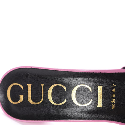 Gucci Polished Calfskin Scarlet Mid Heel Slide Sandals 39.5 Pink Plexi 7 of 10
