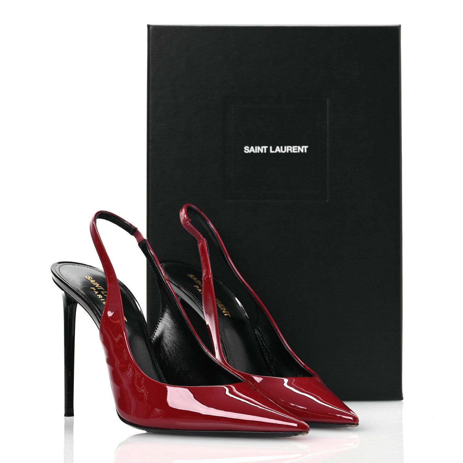 Saint Laurent Patent Calfskin Zoe 105 Slingback Pump 39 Opyum Red 12 of 12