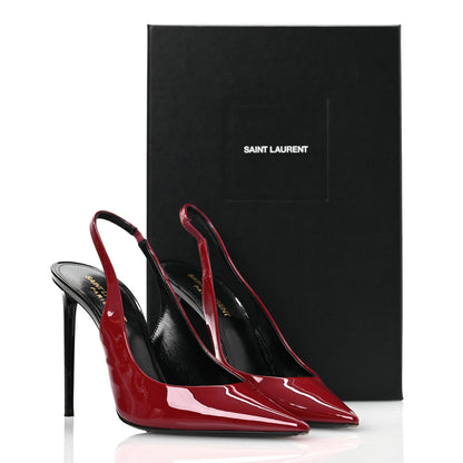 Saint Laurent Patent Calfskin Zoe 105 Slingback Pump 39 Opyum Red 12 of 12