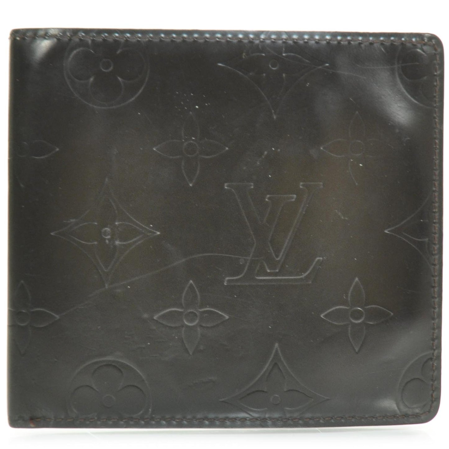 Monogram Glace Compact Wallet Cafe Brown