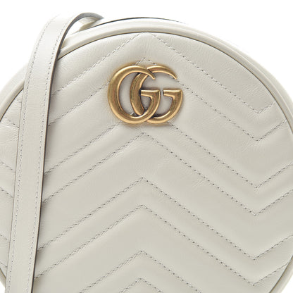 Gucci Calfskin Matelasse Mini GG Marmont Round Shoulder Bag White 8 of 10