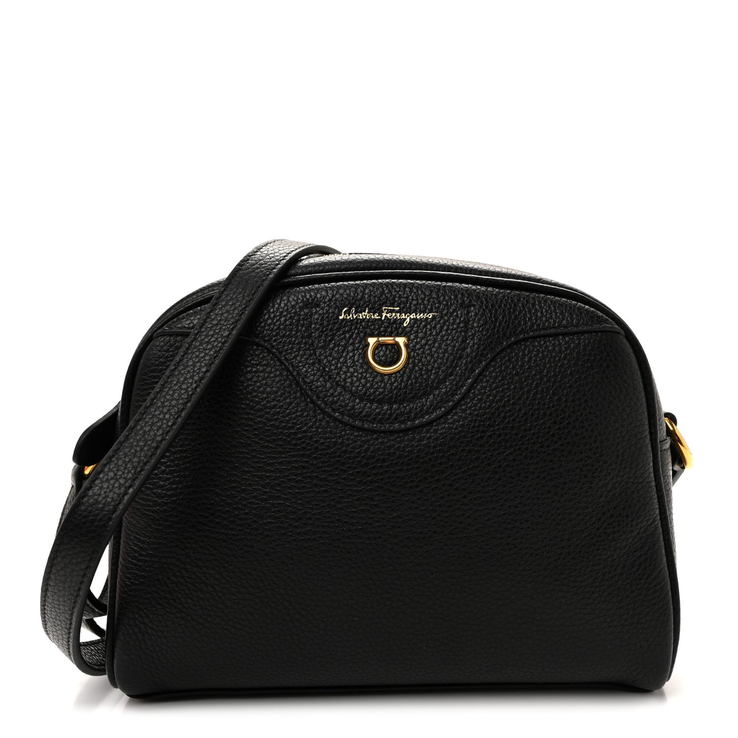 Calfskin Travel Camera Crossbody Bag Black